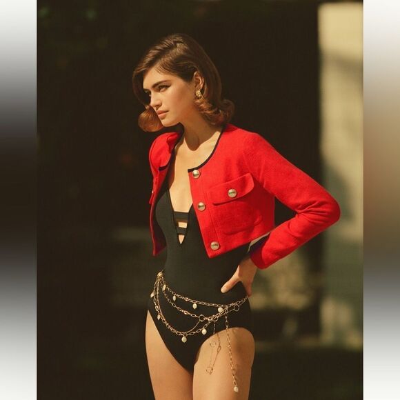 Anthropologie SeaFolly Black Active Deep V One-Piece Swimsuit US 6 & 12 - Picture 7 of 7